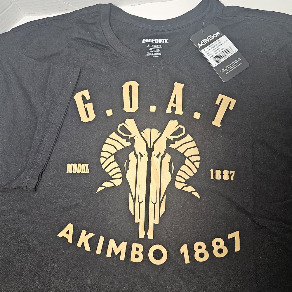 NWT Call of Duty Men's G.O.A.T. Akimbo 1887 Black Short Sleeve‎ T-Shirt NEW XXL